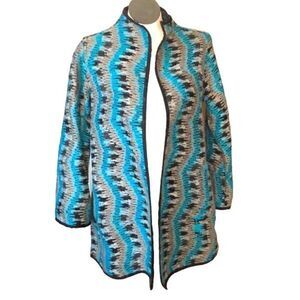 Mia Reis Winding River Coat Womens L Teal Dusk Swing Aurora Borealis Collection